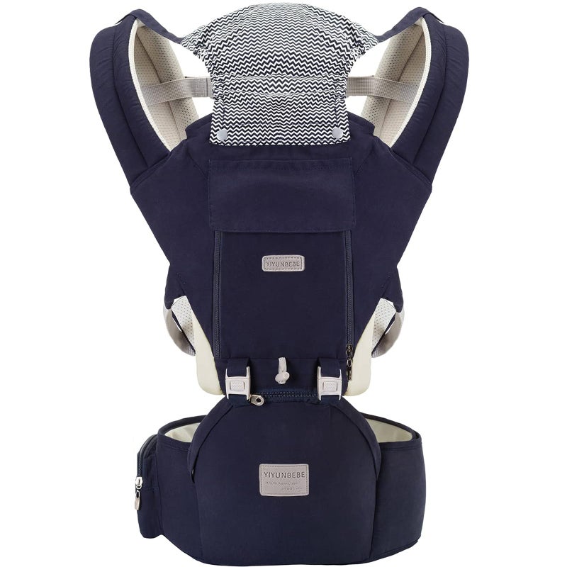 YIYUNBEBE Baby Carrier Newborn to Toddler Baby Carriers with Seat Infant Baby Holder Backpack Baby Carriers Front and Back for Carrying and Hiking (Dark Blue) - Image 1